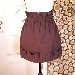 BCBGeneration Oak Brown Paper Bag Tulip Mini Skirt